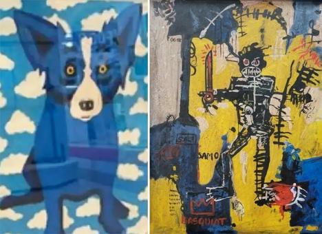 Deux des faux proposés par le galeriste Daniel Elie Bouaziz : un Banksy et le Basquiat à 12 millions de dollars.  © US Attorney's Office Southern Distric of Florida