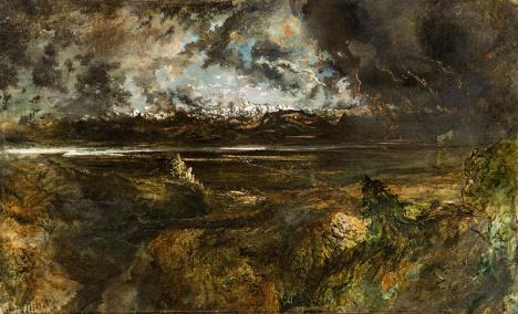 Théodore Rousseau (1812-1867), Le Mont-Blanc, vu de la Faucille, effet de tempête, commencé en 1834, huile sur toile, 146 × 242 cm. © Ny Carlsberg Glyptotek, Copenhague