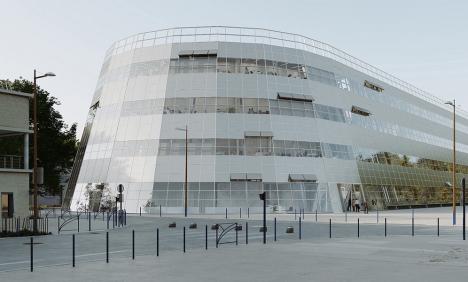 Vue d'architecte du bâtiment qui regroupera les activités du Cnap en 2027, rue Cartier-Bresson à Pantin. © Bruther et Data