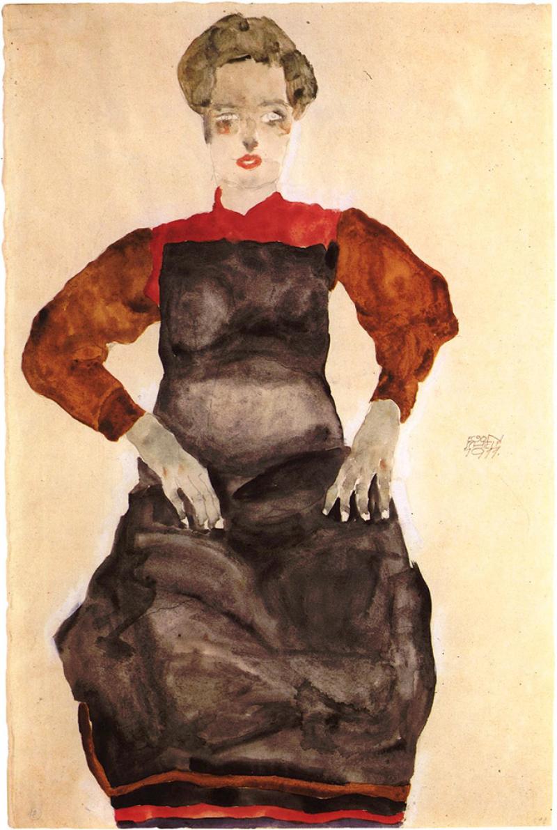 Egon Schiele, Woman in black pinafore, 1911 