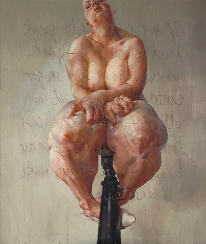 Jenny Saville, <em>Propped</em>, 213,4 x 182,9 cm, 1982, huile sur toile