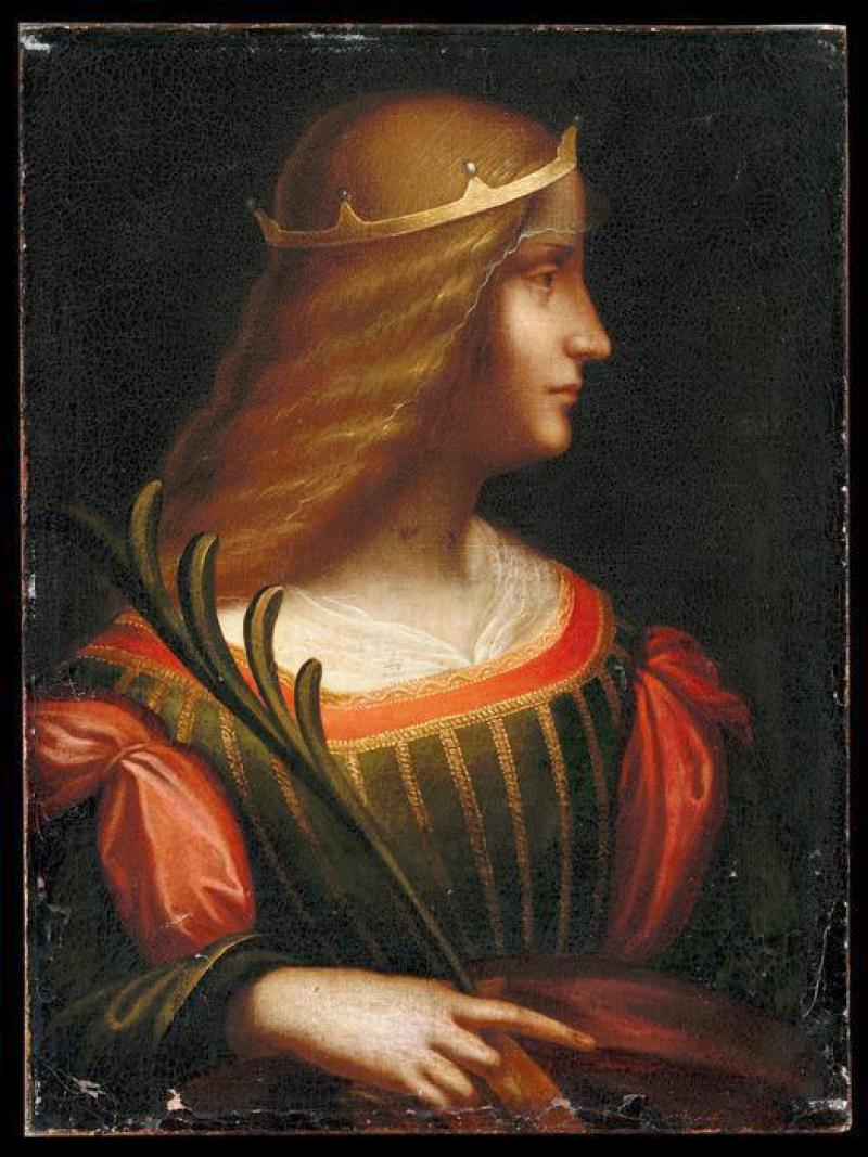 Portrait d'Isabelle d'Este (circa 1513-1516) - Huile sur toile - 61 x 46,5 cm - Authentifié et daté par Carlo Pedretti comme étant un tableau de Léonard de Vinci.