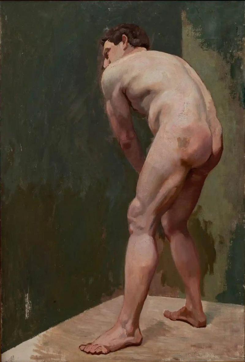 Lucian Freud, Standing Male Nude (Homme nu debout), 65 x 43 cm, huile sur toile. © Courtesy Thierry Navarro