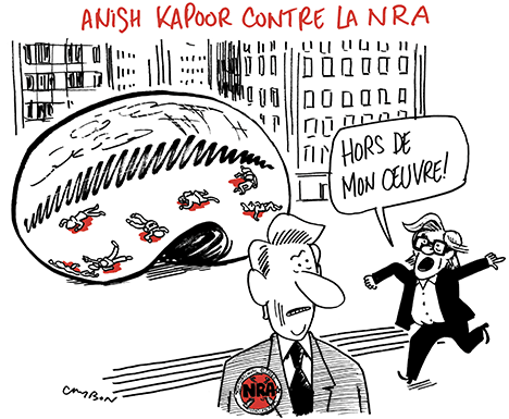 Dessin Michel Cambon : Anish Kapoor contre la NRA