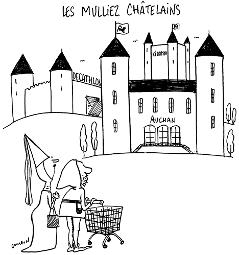 Dessin Humour Michel Cambon : Les Mulliez châlelains
