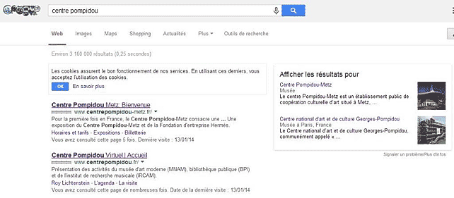 Impression ecran Google