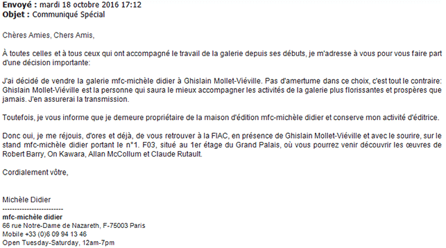 email de Michele Didier