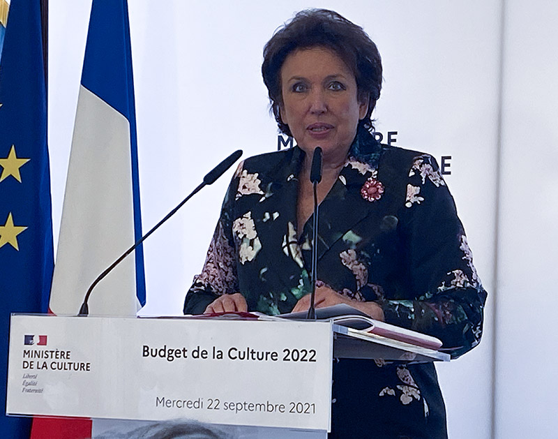 roselyne bachelot narquin presentation projet budget ministere culture 2022 copyright photo le journal des arts 22 septembre 2021
