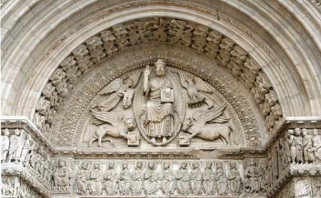 Tympan et frise du portail de l'église Saint-Trophime à Arles (XII° siècle)