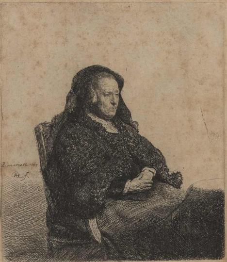 Rembrandt, <em>La mère de Rembrandt au voile noir</em>, eau-forte, Musée Condé, Chantilly
