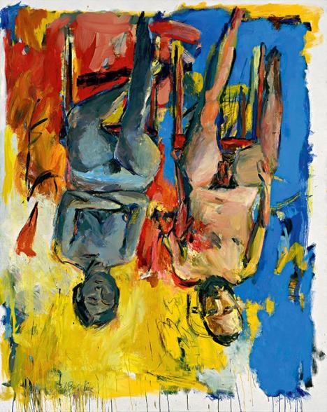 Georg Baselitz, Schlafzimmer (Chambre à coucher), 1975, huile et charbon sur toile, 250 x 200cm, collection particulière © Photo Jochen Littkemann