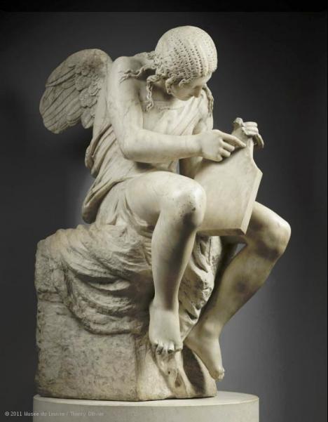 Roussel Fremyn, <em>Ange rappelant sur une tablette la mémoire du roi François II</em>, XVIe s., ©Musée du Louvre