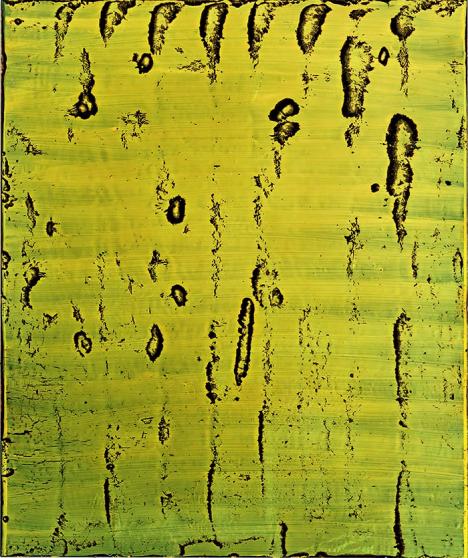Jean-Luc Moulène, Sous-chromes 13, 2017, huile sur goudron sur panneau, 55 x 46 x 2 cm