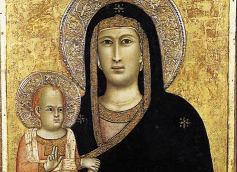 Giotto di Bondone, <em>Vierge à l'Enfant</em>, 1297, détail.