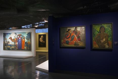 Vue de l'exposition "Peintures des lointains - la collection du Musée du Quai Branly - Jacques Chirac"