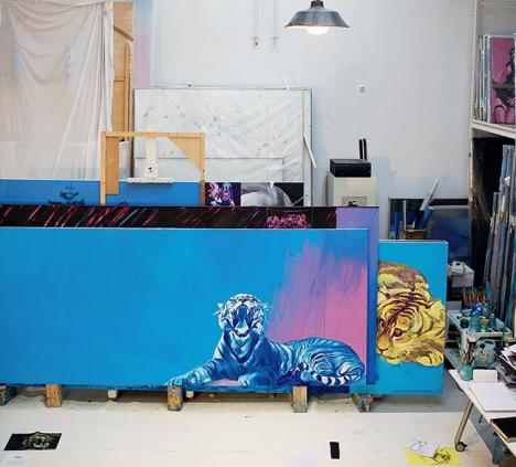 L'atelier de Jacques Monory en 2009