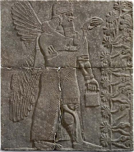 Bas-relief assyrien, génie ailé, règne d'Assurnasirpal II, circa 883-859 av.