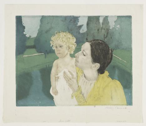 Mary Cassatt, Jeune mère dans un parc devant un bassin