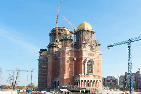 Chantier de la Cathédrale du Salut-de-la-Nation à Bucarest, le 11 novembre 2018