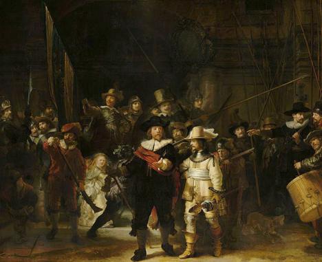 Rembrandt (1606-1669), <em>La Ronde de nuit</em>, 1642, huile sur toile, 379,5 x 453.5 cm, Rijksmuseum, Amsterdam.