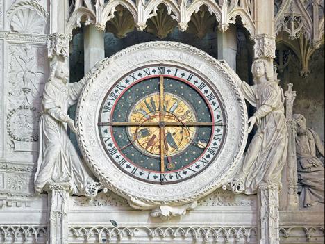 Horloge astronomique dans le déambulatoire de la cathédrale de Chartres - Photo Selbymay