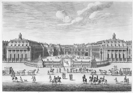 Israel Silvestre, <em>Le Château de Versailles vu du Parvis</em>, 1682, plaque : 38 x 50.4 cm, drap : 49 x 67 cm. Collection Chalcographie du Louvre, vol. 22