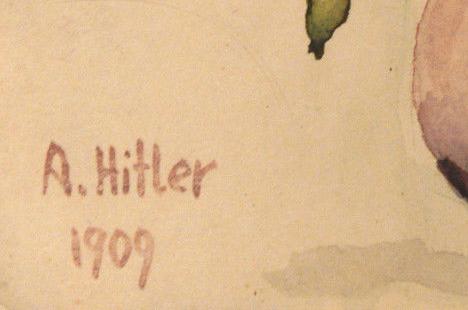 Signature d'Adolph Hitler sur une de ses aquarelles