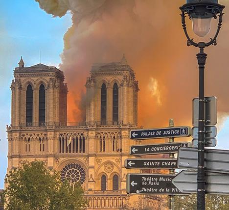 Notre-Dame en feu, lundi 15 avril 2019 vers 19h