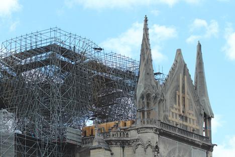 Une partie de l'échafaudage de la cathédrale Notre-Dame de Paris, le 8 juin 2019 © Photo LudoSane
