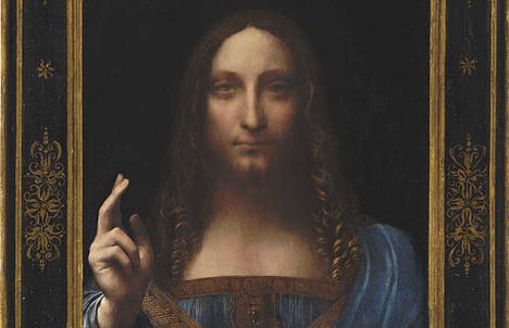 Léonard de Vinci (1452-1519), <em>Salvator Mundi</em> (sauveur du monde), circa 1500, détail.