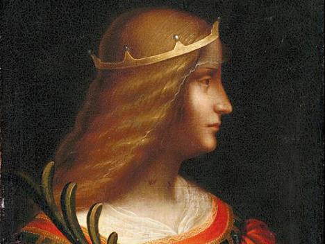Détail du Portrait d'Isabelle d'Este (circa 1513-1516) - Huile sur toile - 61 x 46,5 cm - Authentifié et daté par Carlo Pedretti comme étant un tableau de Léonard de Vinci.