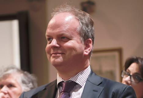 L'historien d'art Eike Dieter Schmidt lors d'une conférence au Palazzo Panciatichi à Florence (Italie) © Photo Ulisse Albiati, 2016