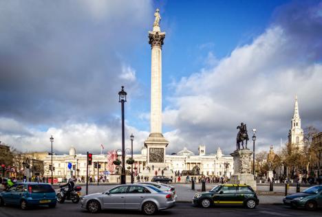 Trafalgar Square à Londres. © Photo Garry Knight.
