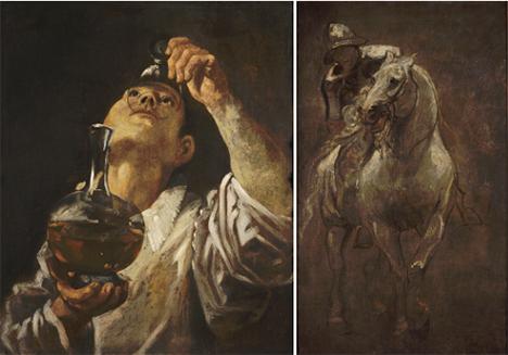 2 des tableaux volés : Annibale Carracci, Le Garçon qui boit, vers 1582, huile sur toile, 55 x 43 cm et Antoine van Dyck, Un soldat à cheval vers 1616, huile sur bois, 91 X 55 cm © Christ Church, Université d'Oxford