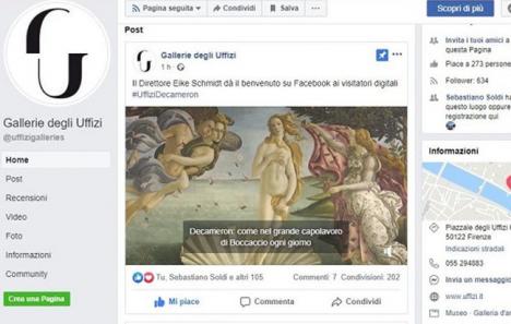 Sur sa page Facebook, la Galerie des Offices propose des visites virtuelles en compagnie du directeur Eike Schmidt. © Uffizi.