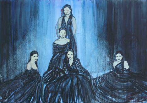 Claire Tabouret (née en 1981), Les Débutantes (bleu de minuit), 2014, acrylique sur toile, 230 x 330 cm
