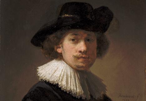Rembrandt, détail de son Autoportrait, 1632, 15 x 20 cm. © Sotheby's