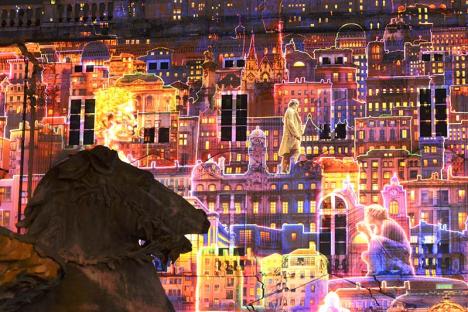 Spectaculaires, Allumeurs d'images, Une toute petite histoire de la lumière, mapping présenté lors de la fête des Lumières de Lyon en 2019. © Photo Muriel Chauvet