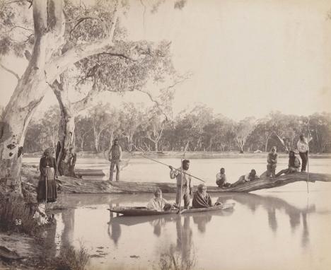 Charles Bayliss, Groupe d'aborigènes à Chowilla Station, sur la rivière Murray, sud de l'Australie, 1886. © National Library of Australia