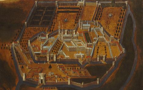 Anonyme, Plan de l'Abbaye Saint-Medard de Soissons, 1556, huile sur toile. © CC-PD-Mark