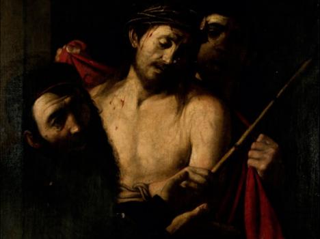 <em>Le Couronnement d'épines</em> (détail), une œuvre du Caravage ou de l'entourage de José de Ribera ? XVIIe siècle, huile sur toile, 111 x 96 cm.