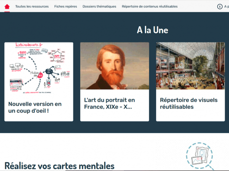 Exemple de contenu du portail Histoire des arts. © Ministère de la Culture