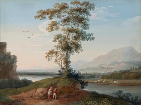 Jakob Philipp Hackert (1737-1807), Paysage italien, gouache sur papier vergé, 40 x 53 cm. © Galerie Grand Rue Marie-Laure Rondeau