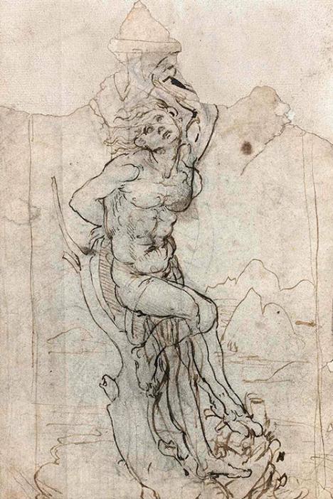 Léonard de Vinci (1452-1519), Étude pour un Saint-Sébastien dans un paysage, collection particulière - Domaine Public