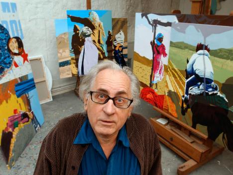Bernard Rancillac dans son atelier à Arcueil en septembre 2003. © Eric Feferberg / AFP