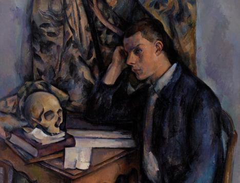 Paul Cézanne, Jeune homme à la tête de mort (détail), 1896-1898, huile sur toile, 130 x 97 cm. © Fondation Barnes, domaine public