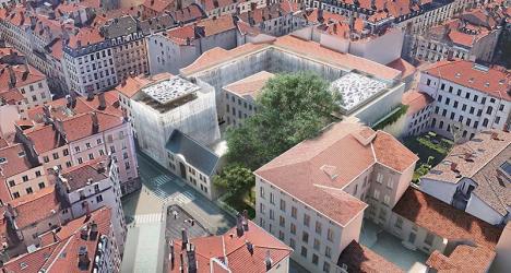 Vue d'architecte du projet de rénovation et d'agrandissement du musée des Tissus à Lyon. © Agence Rudy Ricciotti