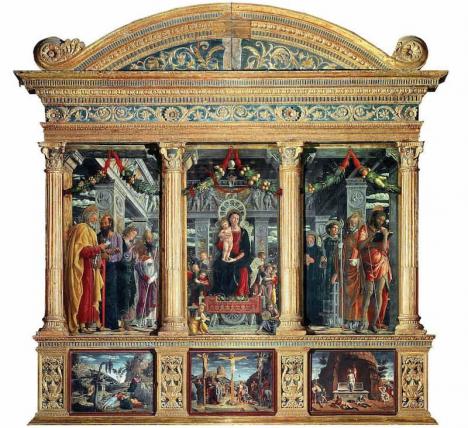 Andrea Mantegna, Reconstitution du retable de San Zeno, 1457-1460, tempera sur bois, 480 x 450 cm. © Web Gallery of Art, Public domain