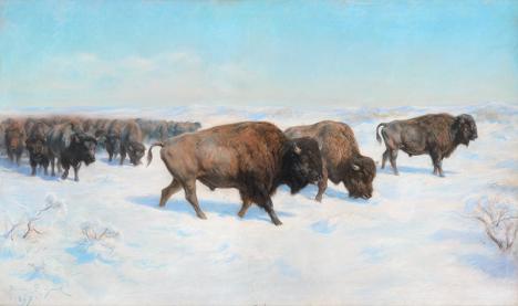Rosa Bonheur, Émigrations de Bisons, 1897, tempera et pastel sur toile, 111 x 187 cm, tableau vendu 773 500 dollars en 2019. © The Coeur d'Alene Art Auction