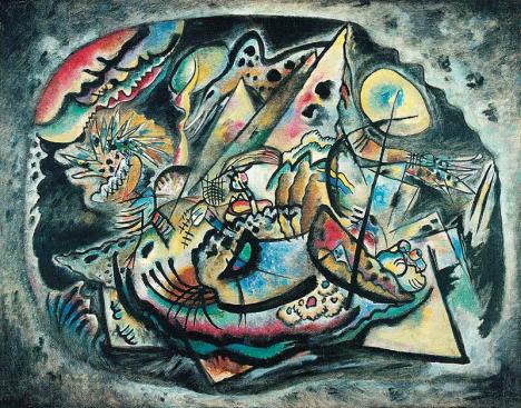 Wassily Kandinsky, Improvisation No. 217, Gray Oval, 1917, huile sur toile, 105 x 133 cm. © Musée des beaux-arts d'Ekaterinburg, domaine public